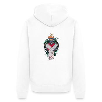 Tattoo Bomb Ink - Unisex Premium Bio Zip Hoodie - Weiß - Hinten - Thijin (182cm)