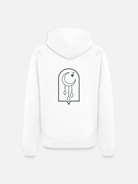 BOHO-Mond baumelt und Sterne - Unisex Premium Bio Zip Hoodie - Weiß