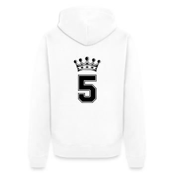 5 krone - Unisex Premium Bio Zip Hoodie - Weiß - Hinten - Thijin (182cm)