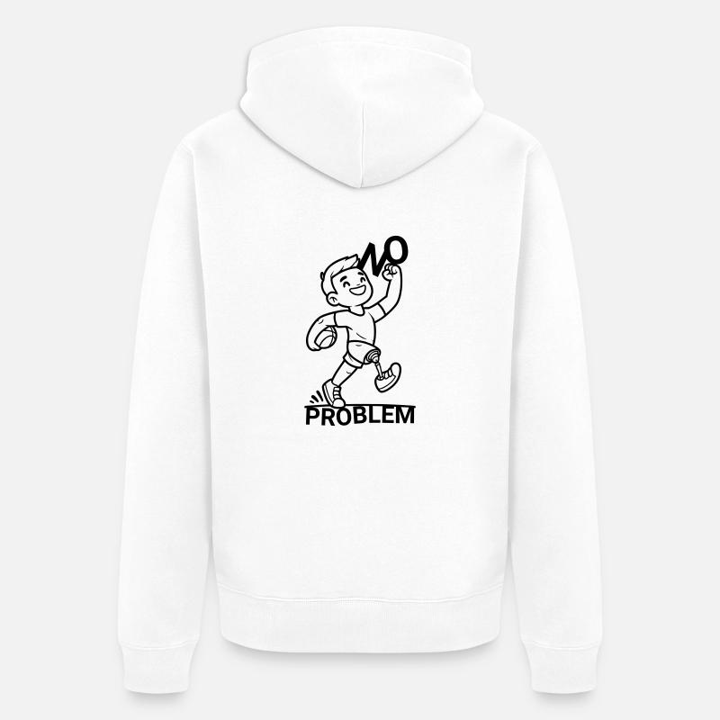 Bein Prothese ? Kein Problem ! - Unisex Premium Bio Zip Hoodie - Weiß