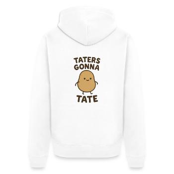 Taters gehen in die Tate - Unisex Premium Bio Zip Hoodie - Weiß - Hinten - Thijin (182cm)