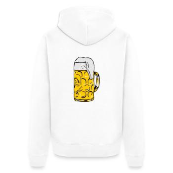 Bier - Unisex Premium Bio Zip Hoodie - Weiß - Hinten - Thijin (182cm)
