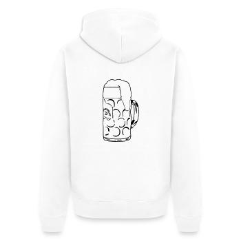 Bier - Unisex Premium Bio Zip Hoodie - Weiß - Hinten - Thijin (182cm)