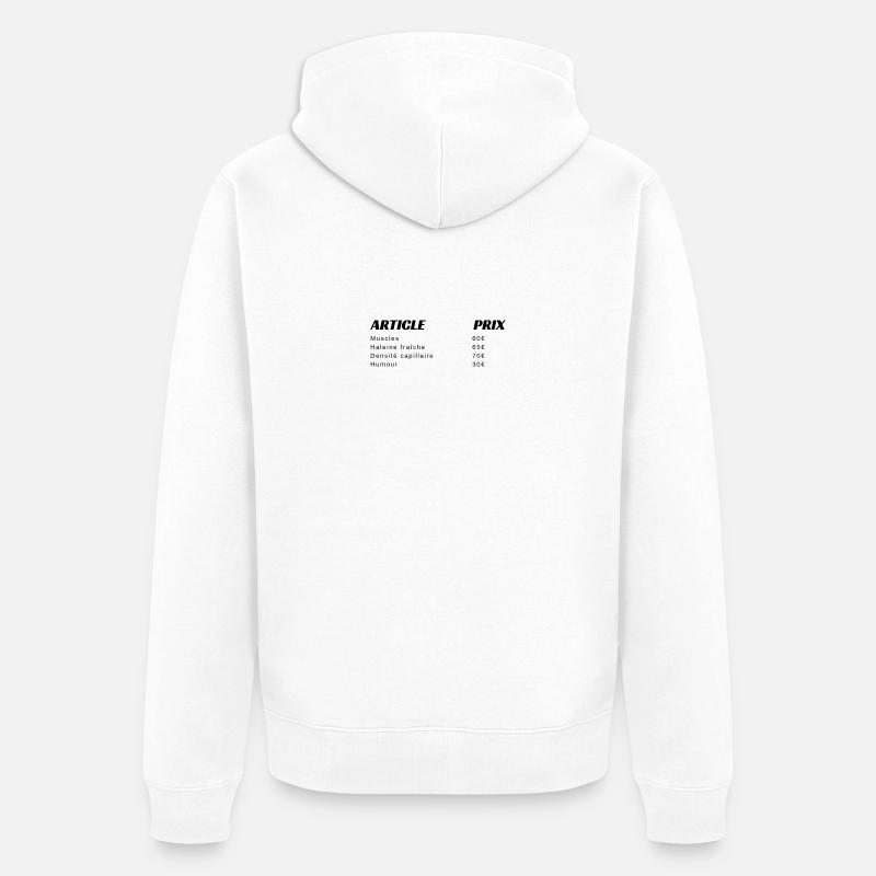 Ticket de caisse humour  - Veste à capuche bio Premium Unisexe - blanc
