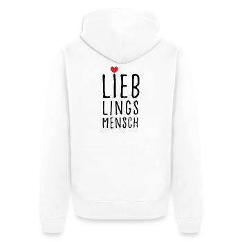 Lieblingsmensch - Unisex Premium Bio Zip Hoodie - Weiß - Hinten - Thijin (182cm)