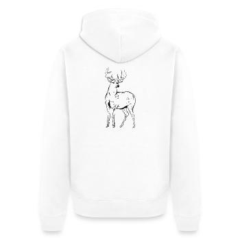 Hirsch - Unisex Premium Bio Zip Hoodie - Weiß - Hinten - Thijin (182cm)