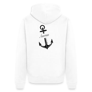 Amrum - Unisex Premium Bio Zip Hoodie - Weiß - Hinten - Thijin (182cm)