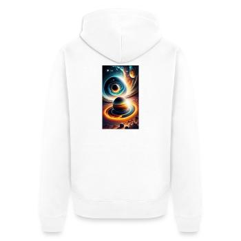 Univers avec planète - Veste à capuche bio Premium Unisexe - blanc - Dos - Thijin (182cm)