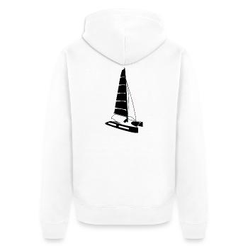 Catamaran design by Nicolas POITEVIN - Veste à capuche bio Premium Unisexe - blanc - Dos - Thijin (182cm)