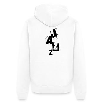 Logo de musique jazz en gras vieilli - Veste à capuche bio Premium Unisexe - blanc - Dos - Thijin (182cm)