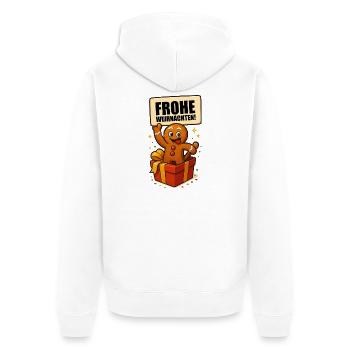 Gingerbread Man Merry Christmas - Unisex Premium Organic Zip Hoodie - white - Back - Thijin (182cm)