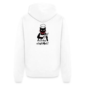Chat Noir cuisinier, ici le chef c'est moi ! - Veste à capuche bio Premium Unisexe - blanc - Dos - Thijin (182cm)
