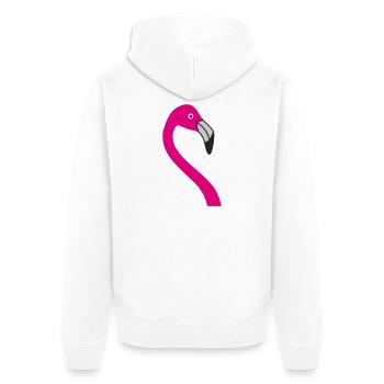 Flamingo Neon Pink Silhouette - Unisex Premium Bio Zip Hoodie - Weiß - Hinten - Thijin (182cm)