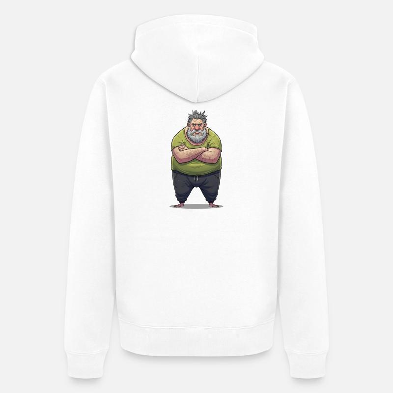 Dessin animé géant grognonneux - Veste à capuche bio Premium Unisexe - blanc