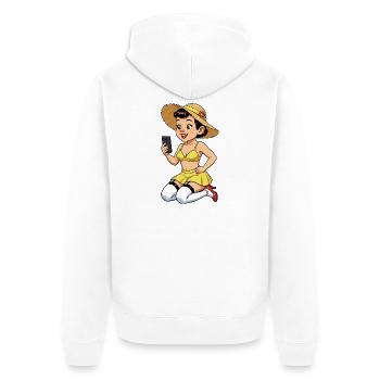 Influenceuse joyeuse - Veste à capuche bio Premium Unisexe - blanc - Dos - Thijin (182cm)