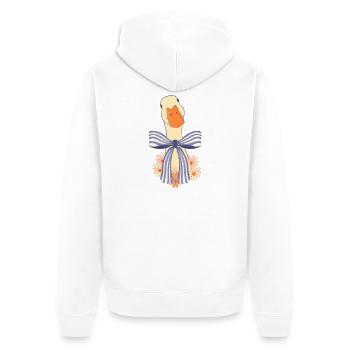 Oie pastel avec nœud et fleurs - Veste à capuche bio Premium Unisexe - blanc - Dos - Thijin (182cm)