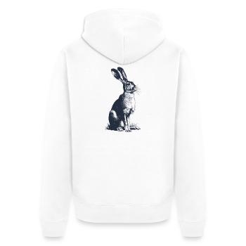 Vintage Bunny | Detailed engraving forest animal motif - Unisex Premium Organic Zip Hoodie - white - Back - Thijin (182cm)