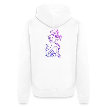 Ein Must Have für echte Rennen - Unisex Premium Bio Zip Hoodie - Weiß - Hinten - Thijin (182cm)