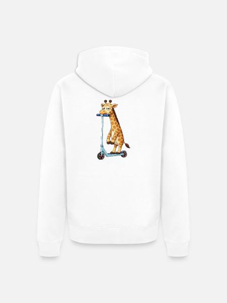 Cute Giraffe Scooter Scooter Friendship Cartoon - Unisex Premium Organic Zip Hoodie - white