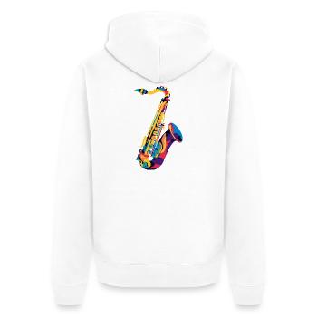 ColorSaxophone Art Print - Unisex Premium Organic Zip Hoodie - white - Back - Thijin (182cm)
