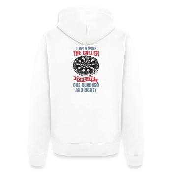 Blague drôle de fléchettes - Veste à capuche bio Premium Unisexe - blanc - Dos - Thijin (182cm)