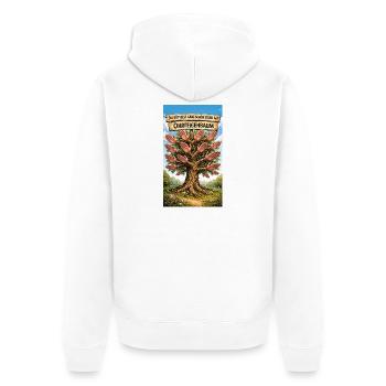 Du rüttelst ganz schön stark am Ohrfeigenbaum - Unisex Premium Bio Zip Hoodie - Weiß - Hinten - Thijin (182cm)