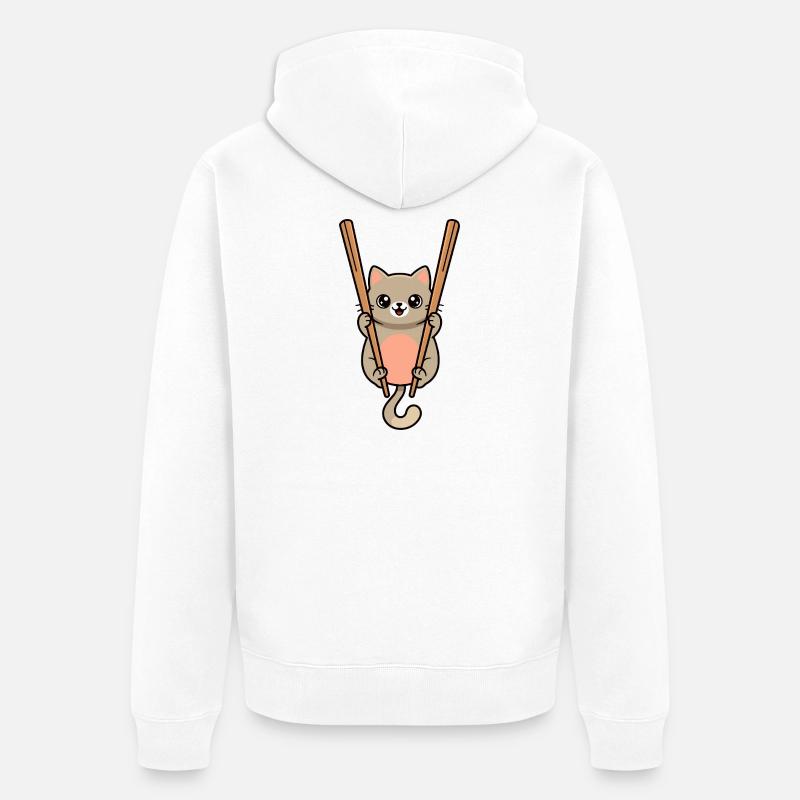 Bâtonnets de nouilles pour chat - Veste à capuche bio Premium Unisexe - blanc