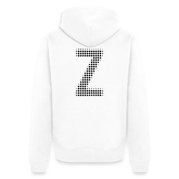Buchstabe Z – Punktmuster Initial Design - Unisex Premium Bio Zip Hoodie - Weiß - Hinten - Thijin (182cm)