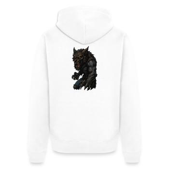 Dunkler Werwolf-Krieger - Unisex Premium Bio Zip Hoodie - Weiß - Hinten - Thijin (182cm)