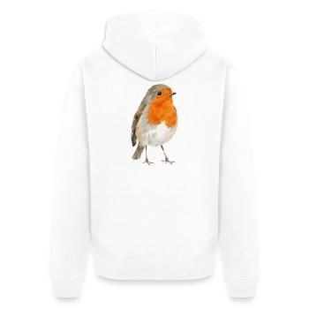Portrait de Robin dans le style aquarelle - Veste à capuche bio Premium Unisexe - blanc - Dos - Thijin (182cm)