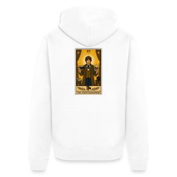 Fotograf | Kamera Beruf Tarot - Unisex Premium Bio Zip Hoodie - Weiß - Hinten - Thijin (182cm)