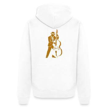 Retro Jazz Upright Bassist Silhouette - Unisex Premium Bio Zip Hoodie - Weiß - Hinten - Thijin (182cm)