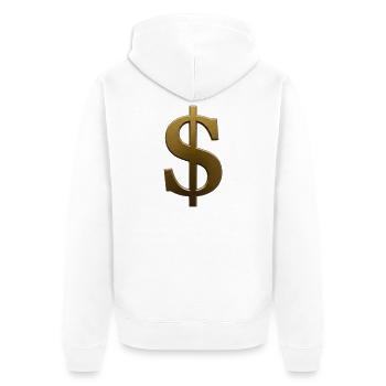 Goldenes Dollarzeichen Design - Unisex Premium Bio Zip Hoodie - Weiß - Hinten - Thijin (182cm)