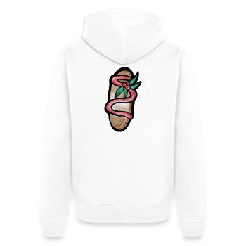 Serpent Bloom Sandale - Unisex Premium Bio Zip Hoodie - Weiß - Hinten - Thijin (182cm)