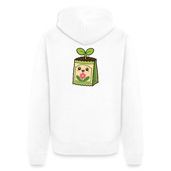 Sac de plante Kawaii avec fleur - Veste à capuche bio Premium Unisexe - blanc - Dos - Thijin (182cm)