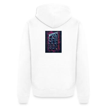 Synthétiseur futuriste dans le design spatial - Veste à capuche bio Premium Unisexe - blanc - Dos - Thijin (182cm)