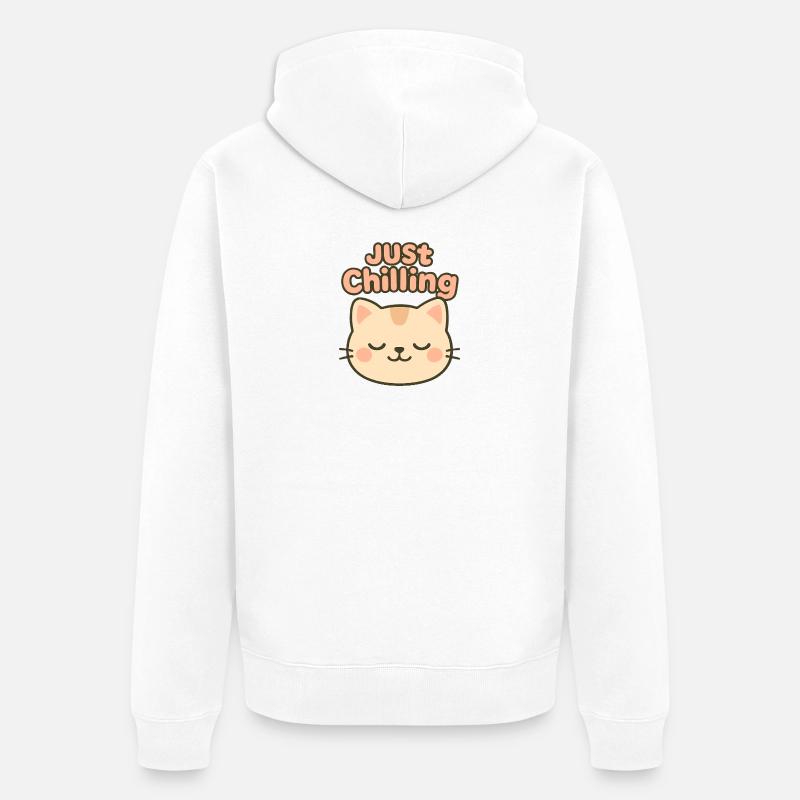 Illustration de chat juste glaçant - Veste à capuche bio Premium Unisexe - blanc