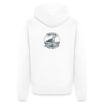 Moin Schietwetter Seemöwe - Unisex Premium Bio Zip Hoodie - Weiß - Hinten - Thijin (182cm)