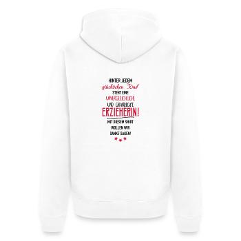 Erzieherin Shirt - Unisex Premium Bio Zip Hoodie - Weiß - Hinten - Thijin (182cm)