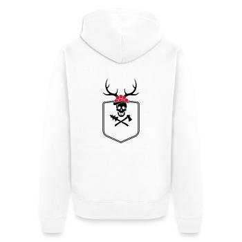 Schwarzwaldpiraten-Wappen - Unisex Premium Bio Zip Hoodie - Weiß - Hinten - Thijin (182cm)
