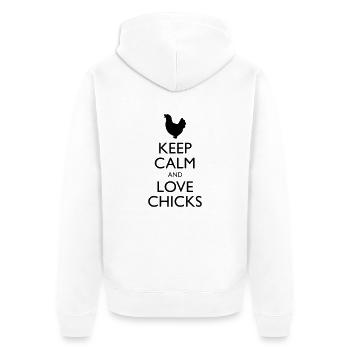 Keep Calm and Love Chicks - Unisex Premium Organic Zip Hoodie - white - Back - Thijin (182cm)