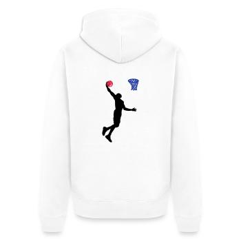 basketball big 3 Farb Vektor - Unisex Premium Bio Zip Hoodie - Weiß - Hinten - Thijin (182cm)