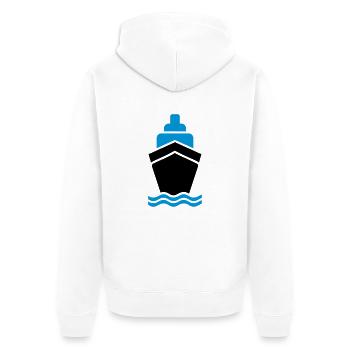 Schiff - Unisex Premium Bio Zip Hoodie - Weiß - Hinten - Thijin (182cm)