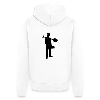 Bauarbeiter - Unisex Premium Bio Zip Hoodie - Weiß - Hinten - Thijin (182cm)