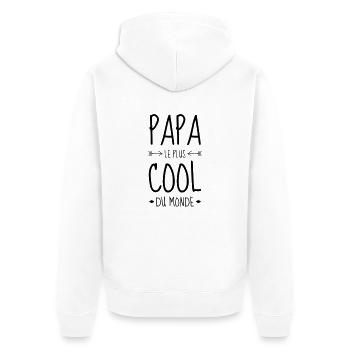 Papa Fête des Pères Naissance Bébé Anniversaire - Veste à capuche bio Premium Unisexe - blanc - Dos - Thijin (182cm)