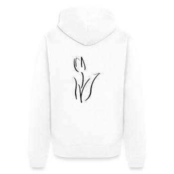 Tulip Line Art - Minimaliste - Veste à capuche bio Premium Unisexe - blanc - Dos - Thijin (182cm)