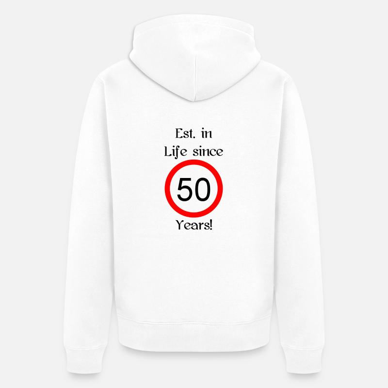 est i l 50 script noir engl - Veste à capuche bio Premium Unisexe - blanc