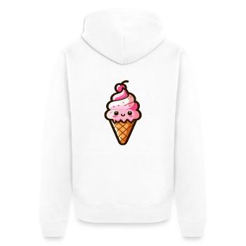 Niedliche italienische Eiswaffel - Unisex Premium Bio Zip Hoodie - Weiß - Hinten - Thijin (182cm)