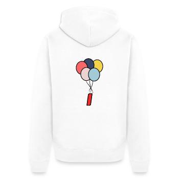 1. 1 Jahr. 1. JUBILÄUM. 1-JÄHRIGES JUBILÄUM - Unisex Premium Bio Zip Hoodie - Weiß - Hinten - Thijin (182cm)