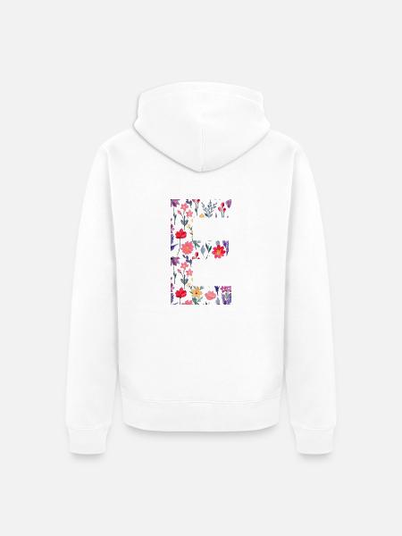 Personalisierter Blumenbuchstabe E - Geschenkidee - Unisex Premium Bio Zip Hoodie - Weiß